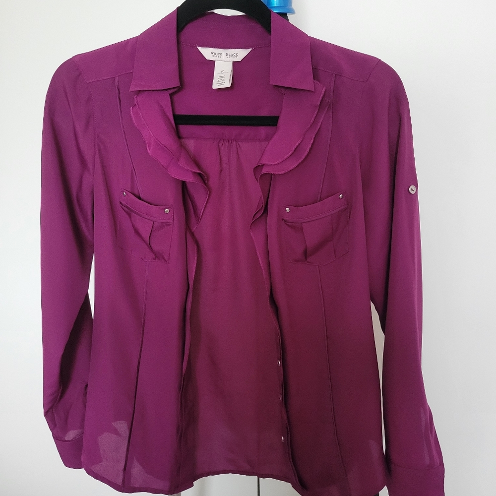 Magenta button down blouse - Picture 2 of 8
